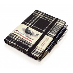 Black and White Tartan: Mini with pen: 10.5 x 7.5cm: Scottish Traditions: Waverley Genuine Tartan Cloth Commonplace Notebook
