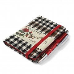 A Red, Red Rose, Burns Check: Mini notebook with pen: 10.5 x 7.5cm: Waverley Genuine Tartan Cloth Commonplace Notebook