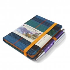 Flower of Scotland Tartan: Mini with pen: 10.5 x 7.5cm: Waverley Genuine Tartan Cloth Commonplace Notebook