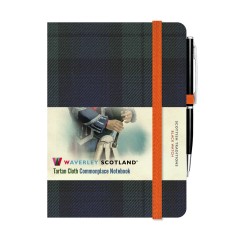 Waverley Scotland Genuine Tartan Cloth Commonplace Notebook – Black Watch Mini Notebook with pen